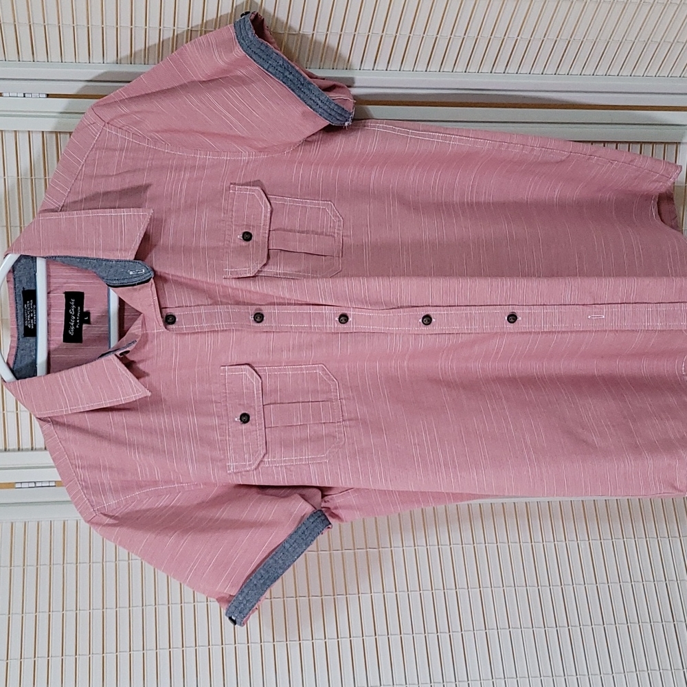 Pink Short Sleeve Button-up Shirt